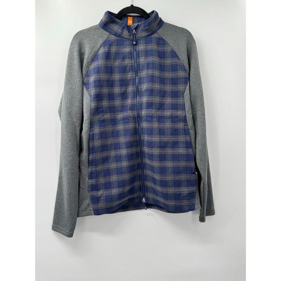 Peter Millar Crown Sport Performance Flannel Men's Blue & Gray Zip Up Jacket - M - Picture 1 of 8